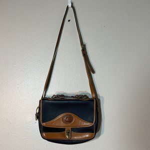 Vtg DOONEY & BOURKE Crossbody Bag Navy  Leather Top Handle AWL Carrier Messenger